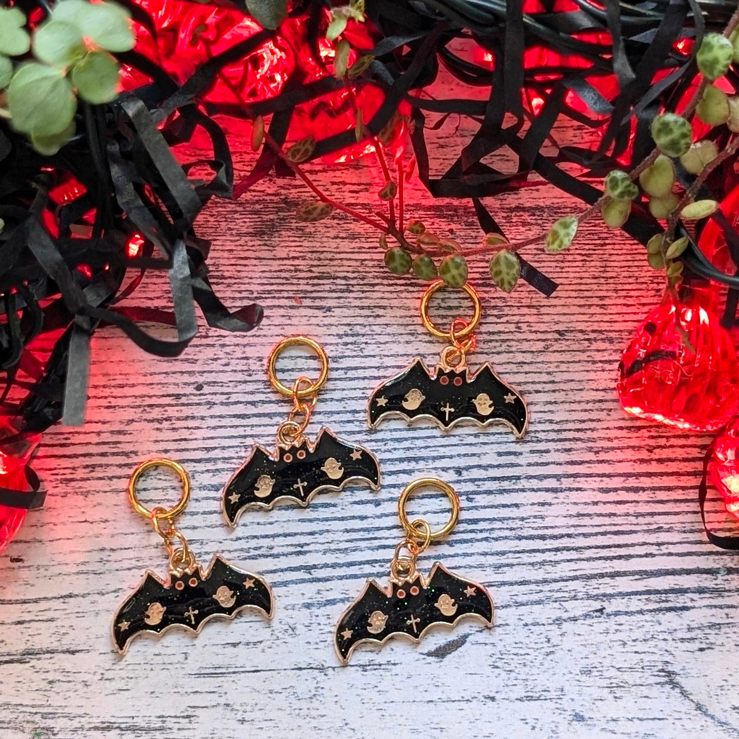 Sparkly bat stitchmarkers