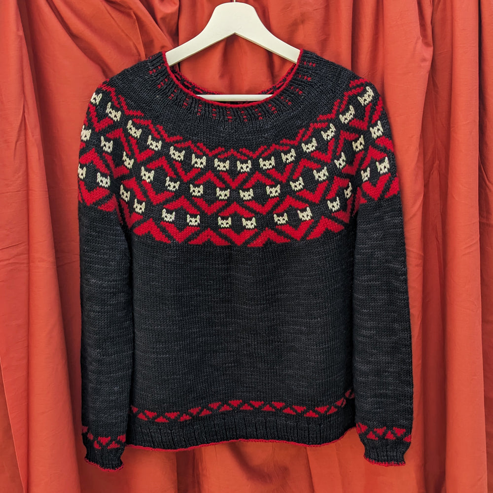 White Cats in the Black Lodge sweater - printed pattern