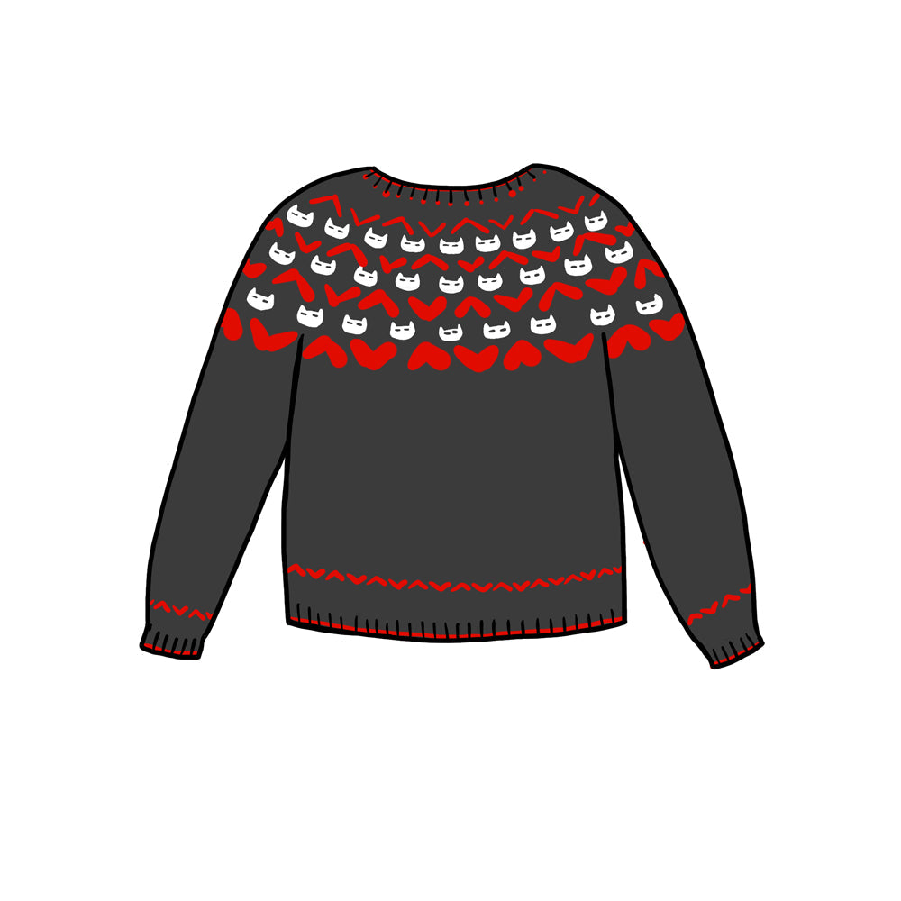 White Cats in the Black Lodge sweater - printed pattern