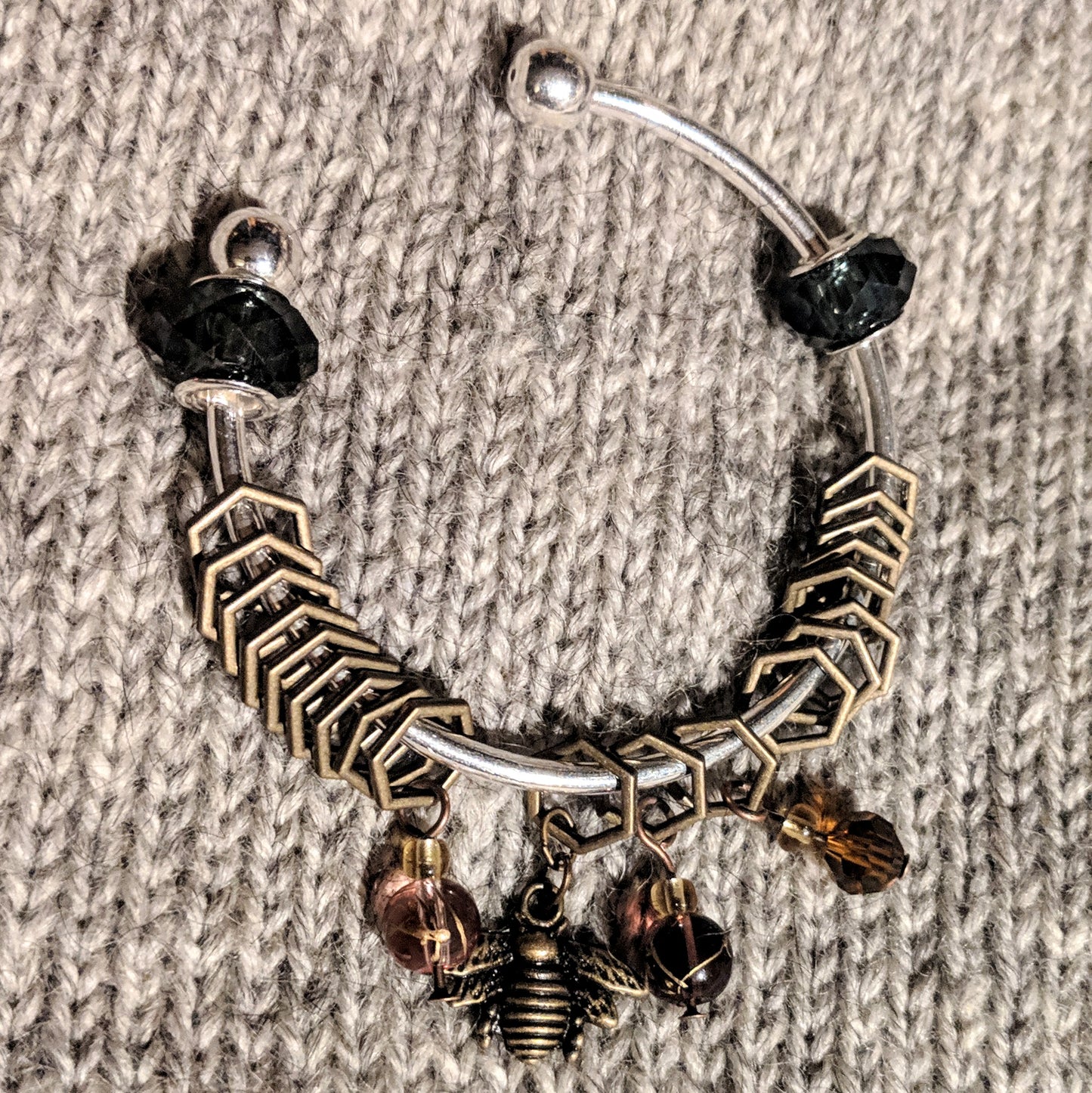 Bronze beekeeper stitchmarker bangle
