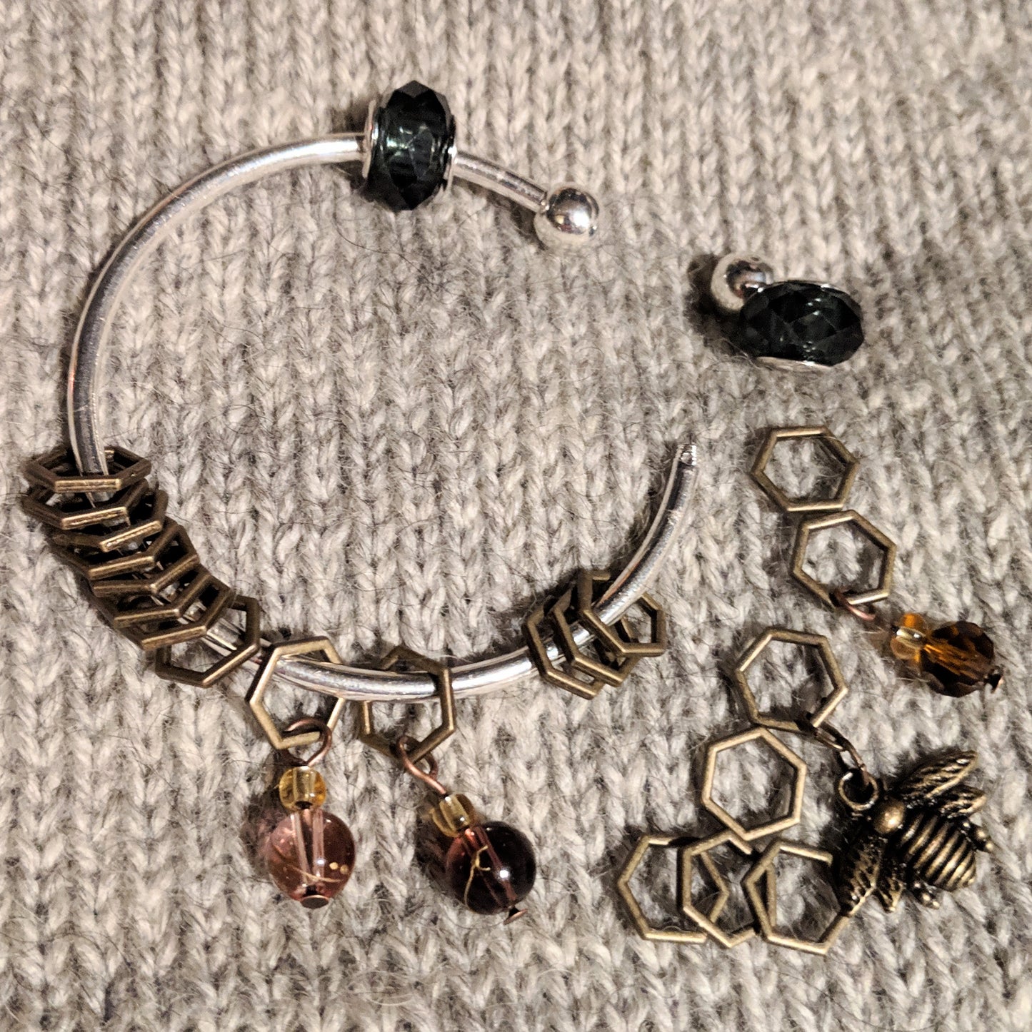 Bronze beekeeper stitchmarker bangle