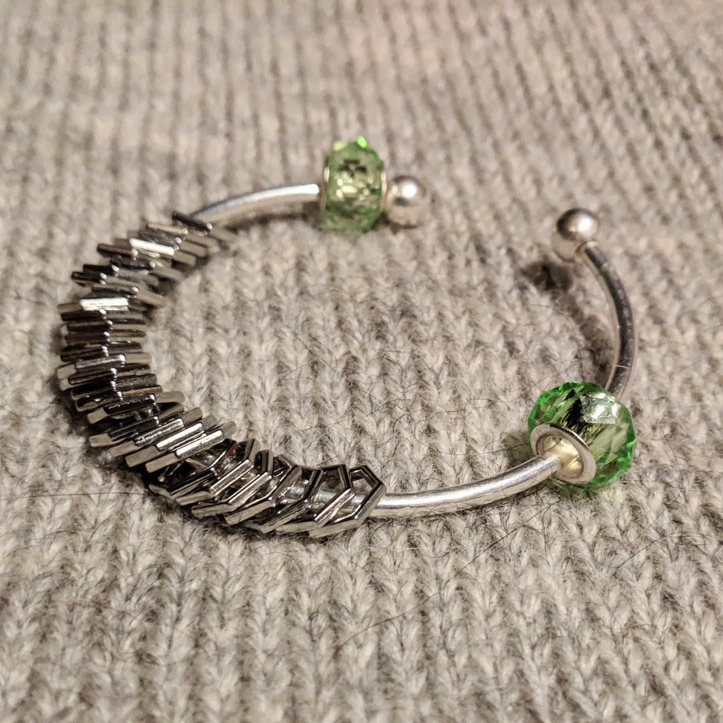 Silver hexagon stitchmarker bangle - minimal