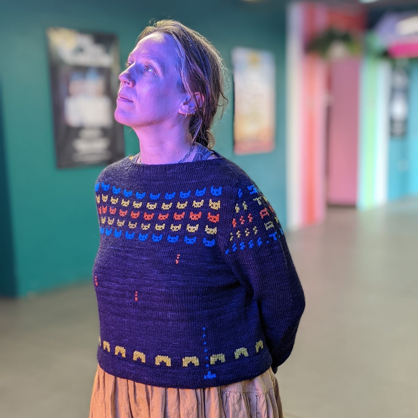 Spacecat Invaders sweater - printed pattern