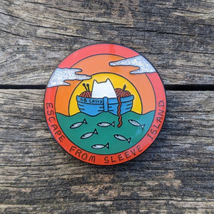 Escape From Sleeve Island enamel pin