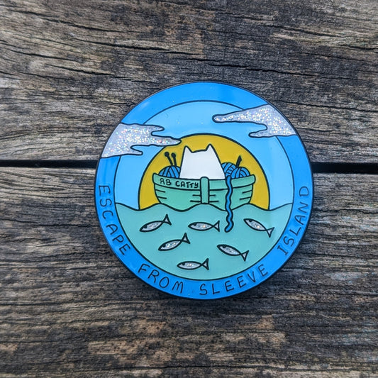 Escape From Sleeve Island enamel pin