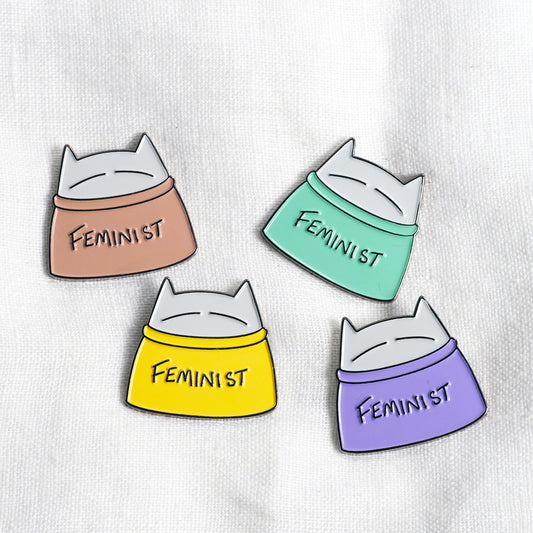 Feminist cat pin