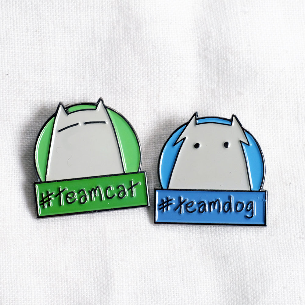 #teamcat and #teamdog - enamle pins