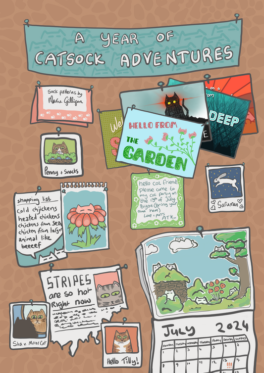 The Year Of Catsock Adventures - printed book & little farewell pack
