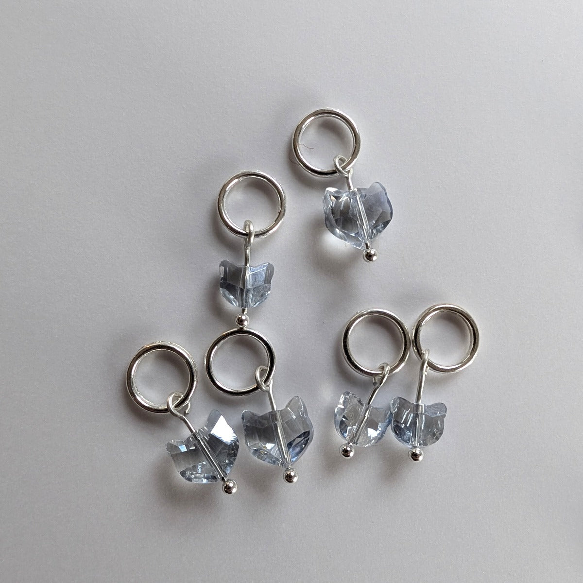 Tiny crystal cat stitchmarker pendant