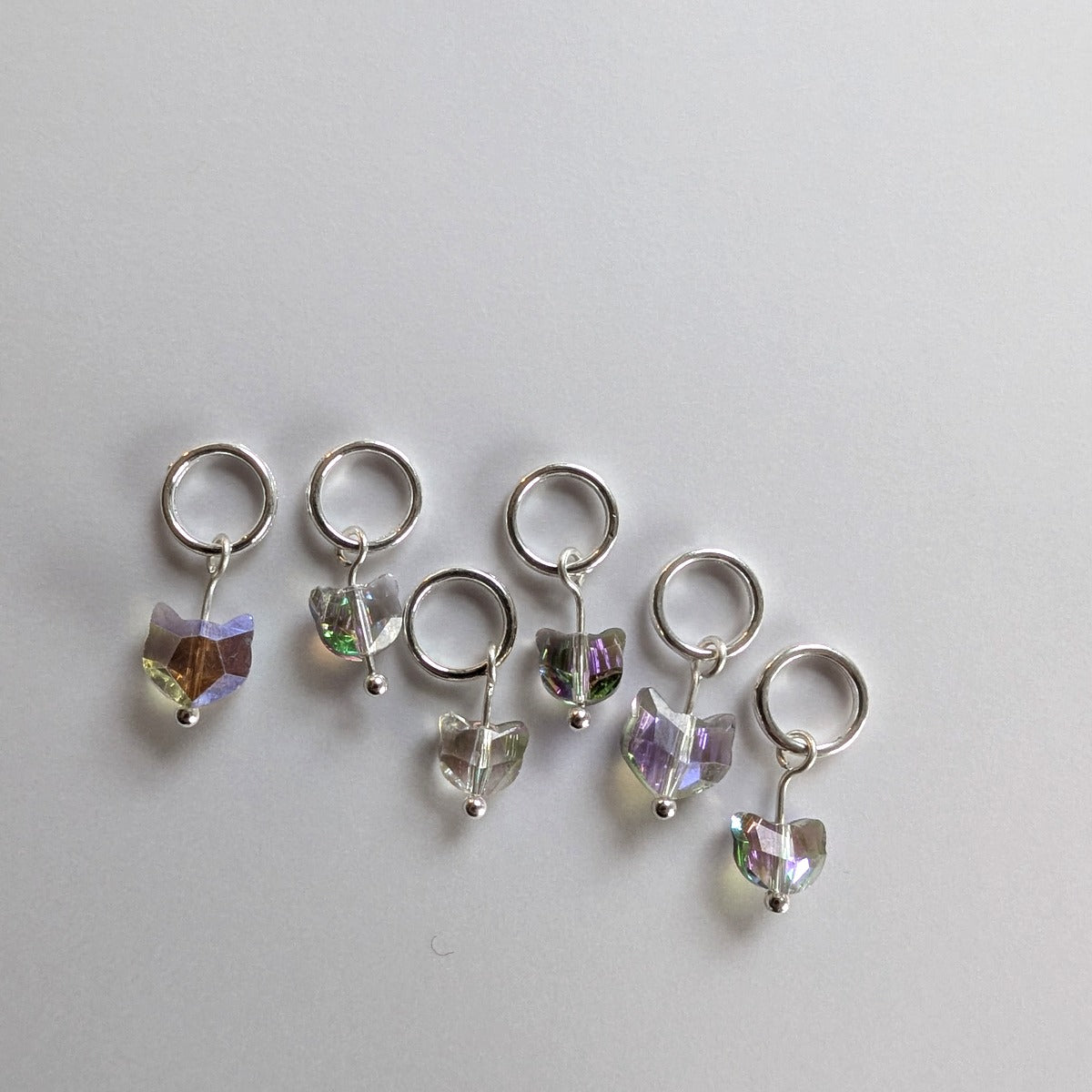 Tiny crystal cat stitchmarker pendant