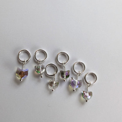 Tiny crystal cat stitchmarker pendant