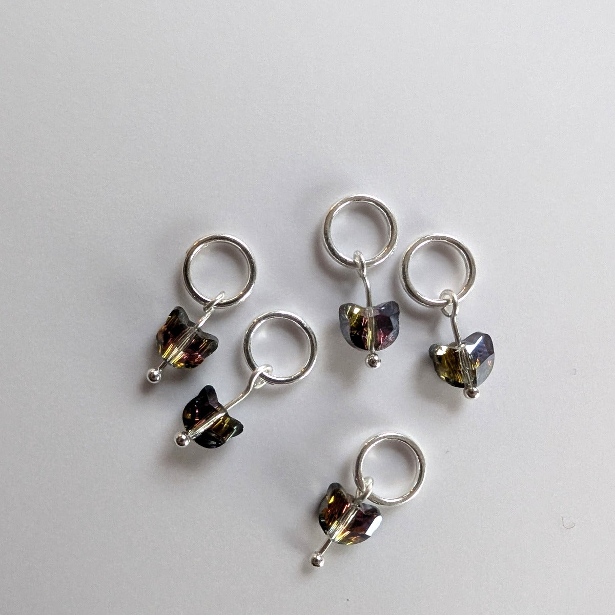 Tiny crystal cat stitchmarker pendant