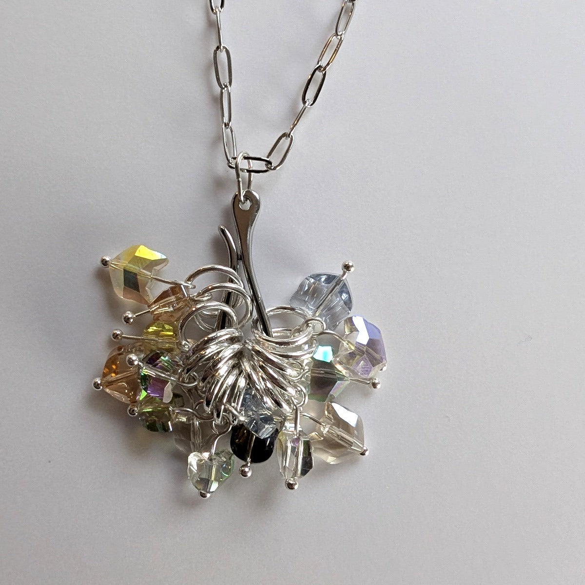Tiny crystal cat stitchmarker pendant