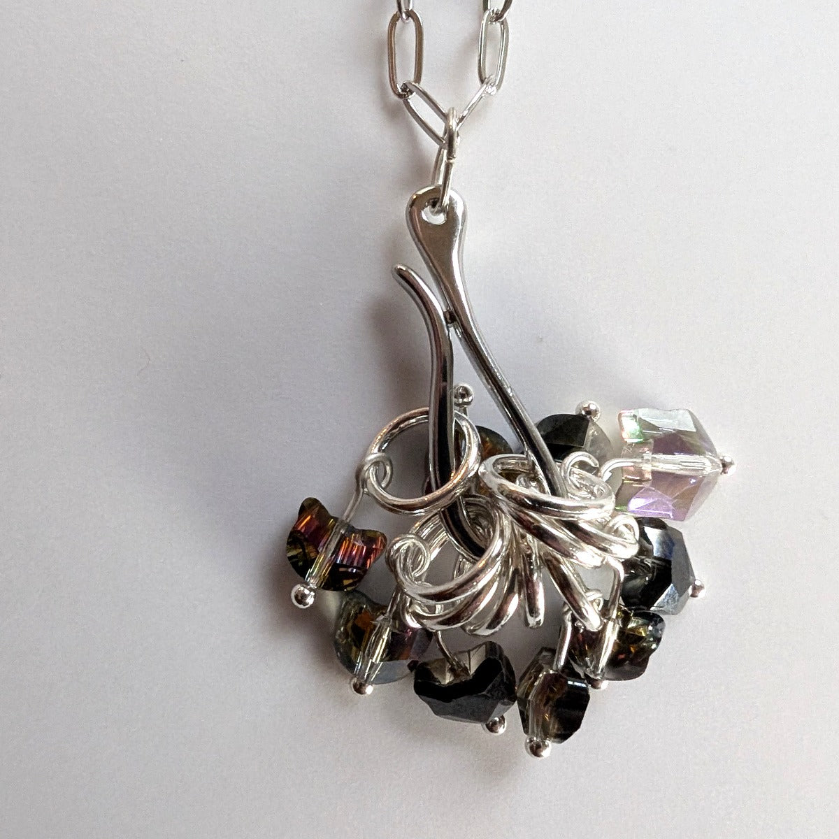 Tiny crystal cat stitchmarker pendant