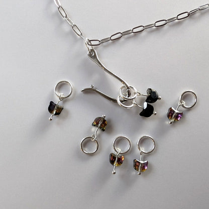 Tiny crystal cat stitchmarker pendant