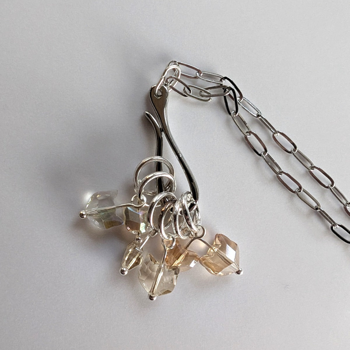 Tiny crystal cat stitchmarker pendant