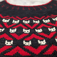 Load image into Gallery viewer, White Cats in the Black Lodge sweater - printed pattern
