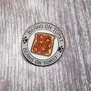 Beans on toast enamel pin