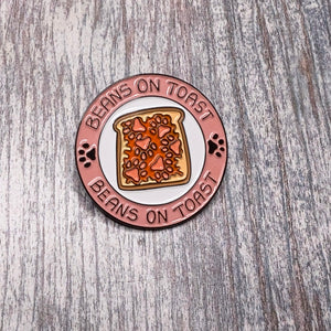 Beans on toast enamel pin