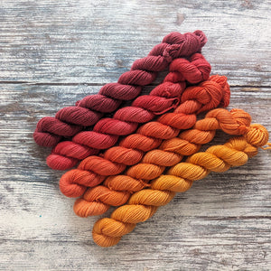 Bonfire - mini-skein fade set - fingering weight