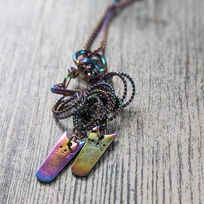Iridescent cat stitchmarkers / jewellery