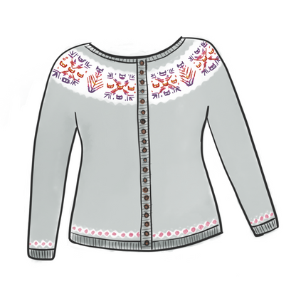 Cats x Shetland cardigan - printed pattern