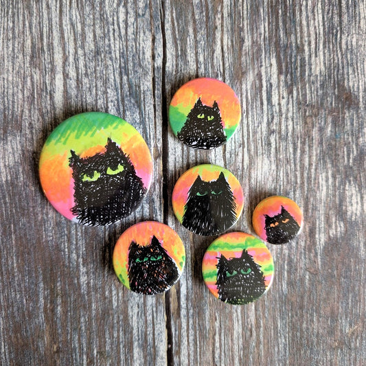 feral neon cat badges