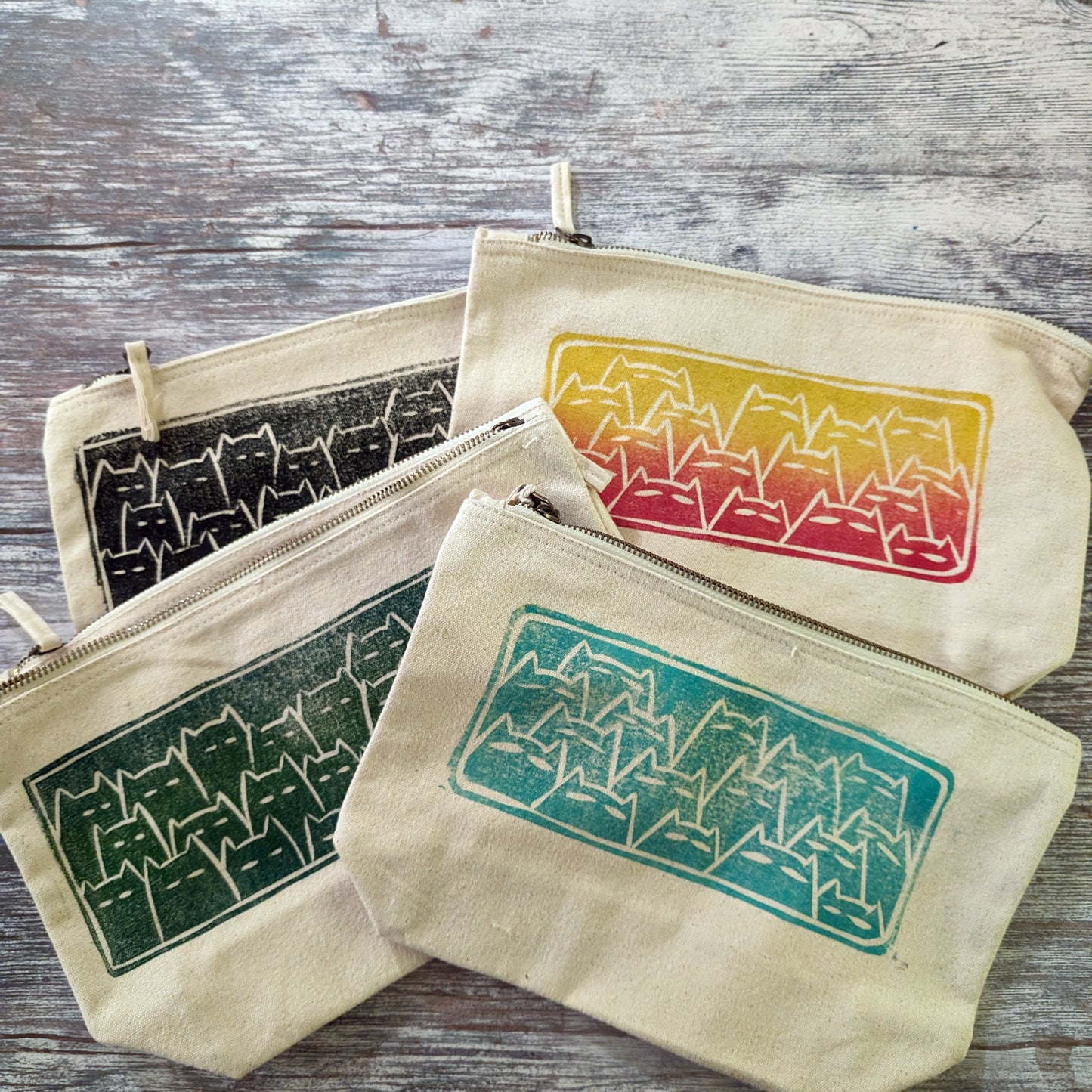 Hand printed project bags