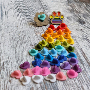 Rainbow heart pin backs