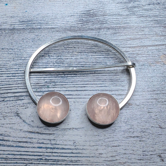 giant rose quartz penannular pin
