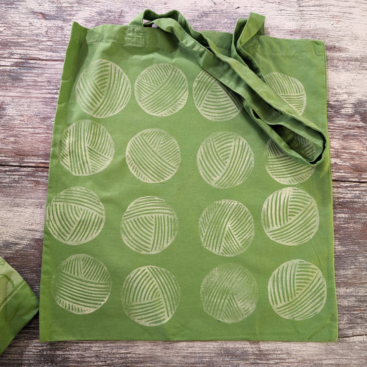 Hand printed yarn totes