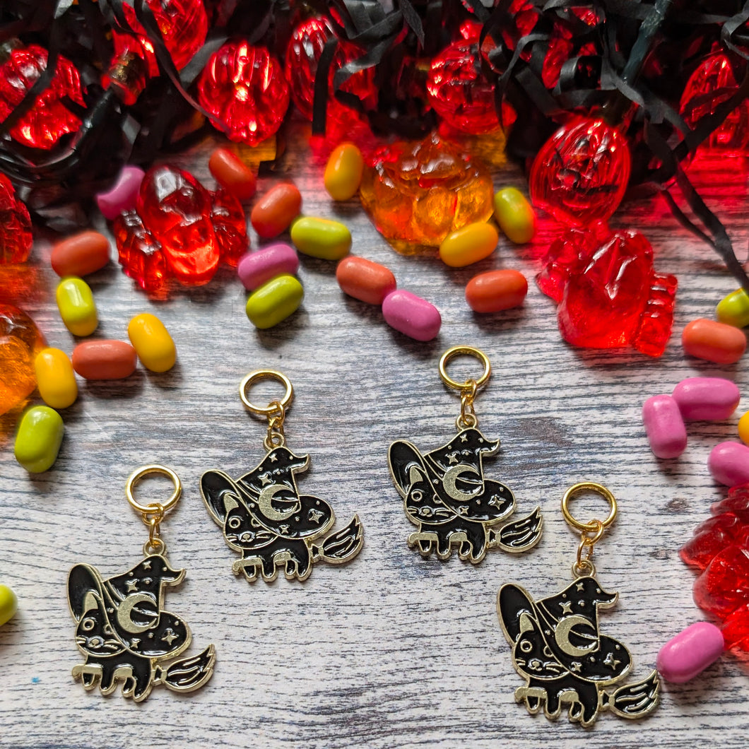 Witchy broom cat stitchmarkers