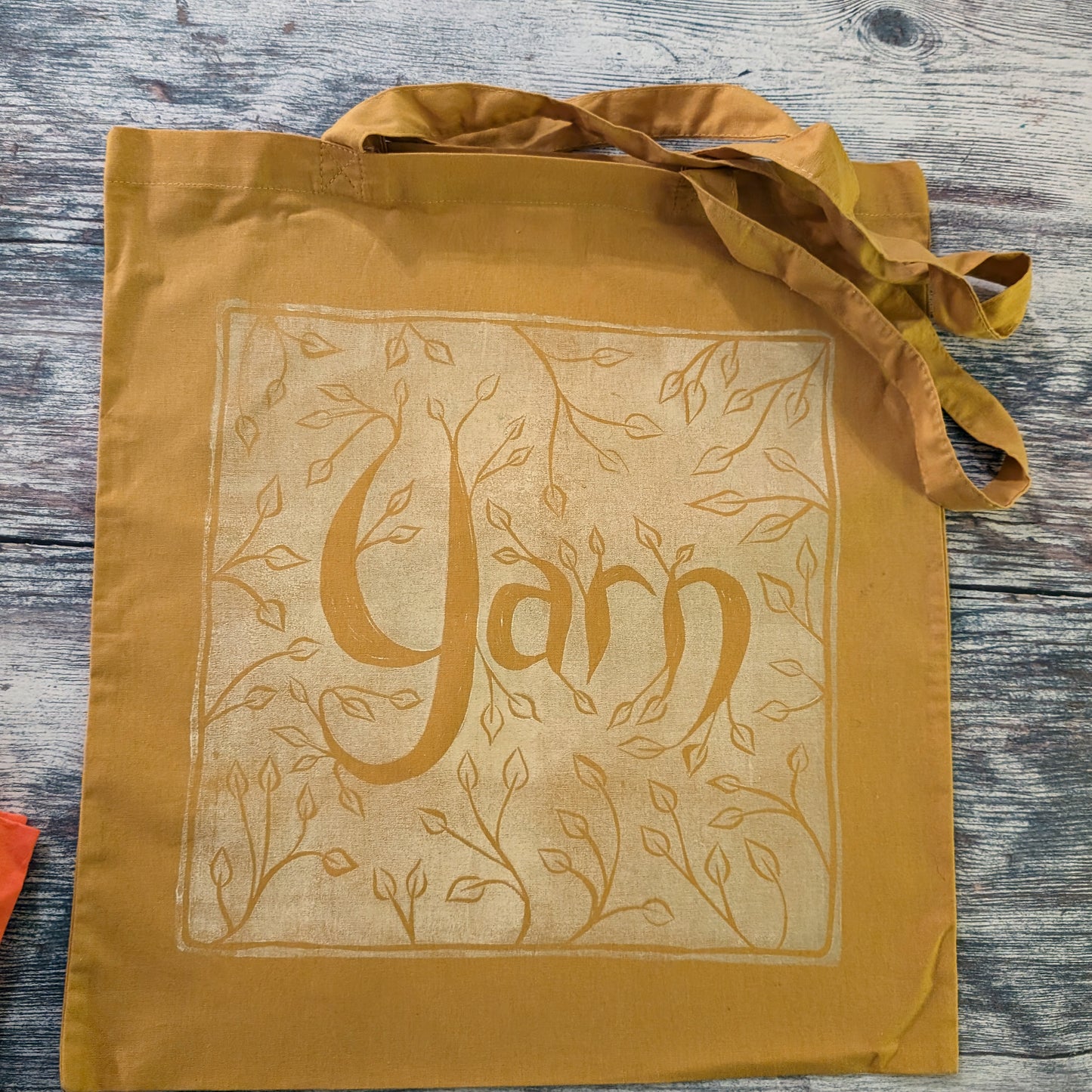 Hand printed yarn totes