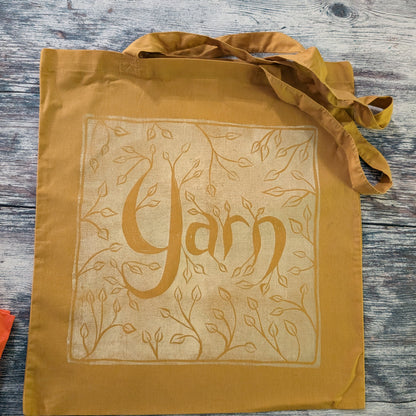 Hand printed yarn totes