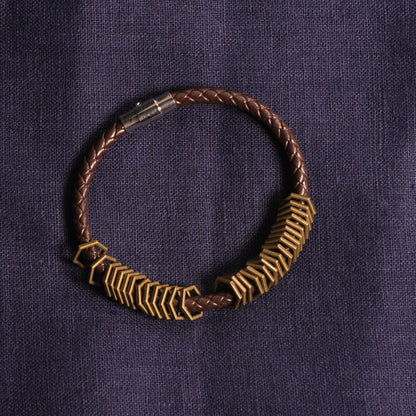 Leather stitchmarker bangle - Simple hexies