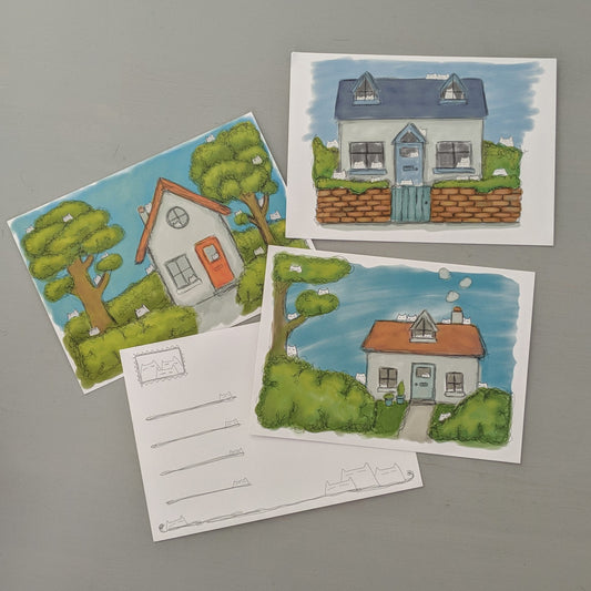 Spot the cat! postcard set