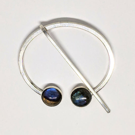 Large labradorite penannular pin
