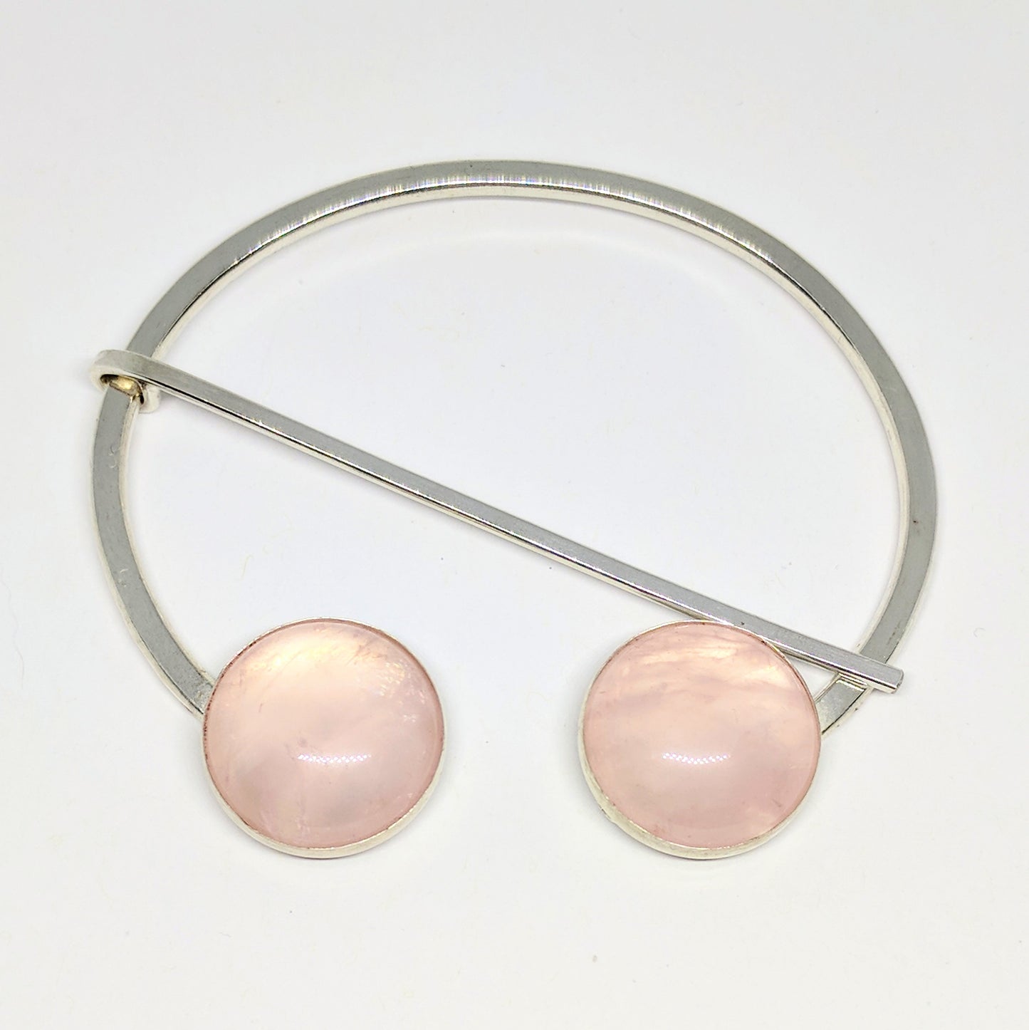 Rose quartz penannular pin