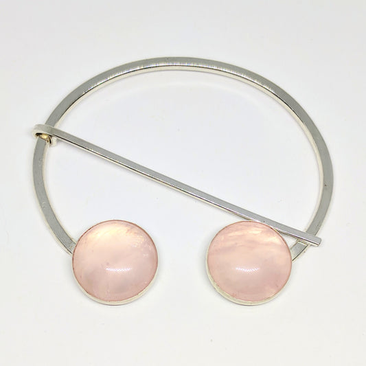 Rose quartz penannular pin