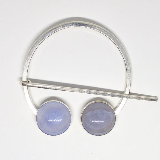 Blue chalcedony penannular pin