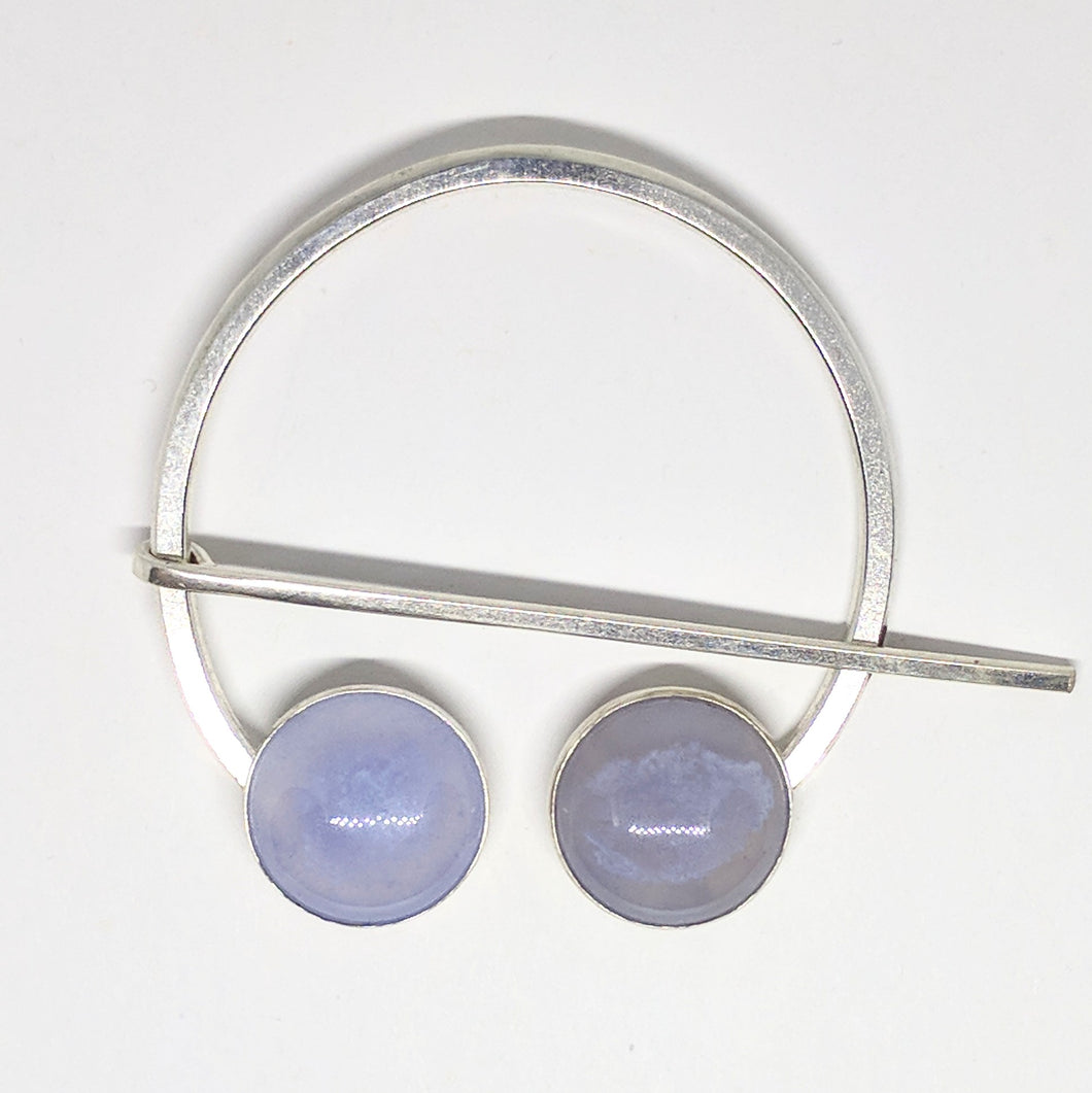 Blue chalcedony penannular pin