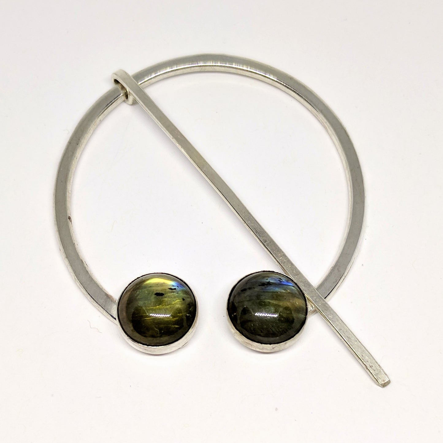 Large labradorite penannular pin