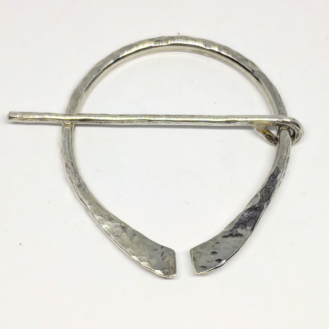 Large hammered silver penannular pin