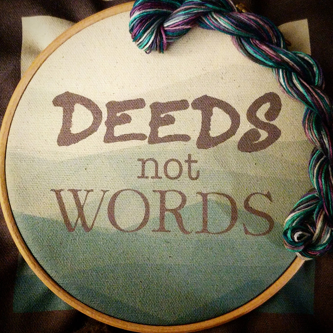 'Deeds not Words' embroidery kit