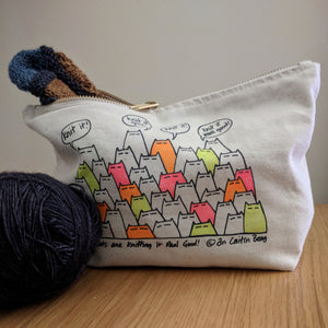 Sinister cats are knitting it real good - project bag