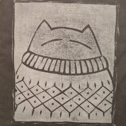 Big bright smug cat sweater sack