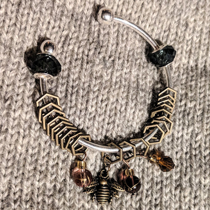 Bronze beekeeper stitchmarker bangle
