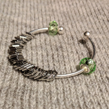 Silver hexagon stitchmarker bangle - minimal