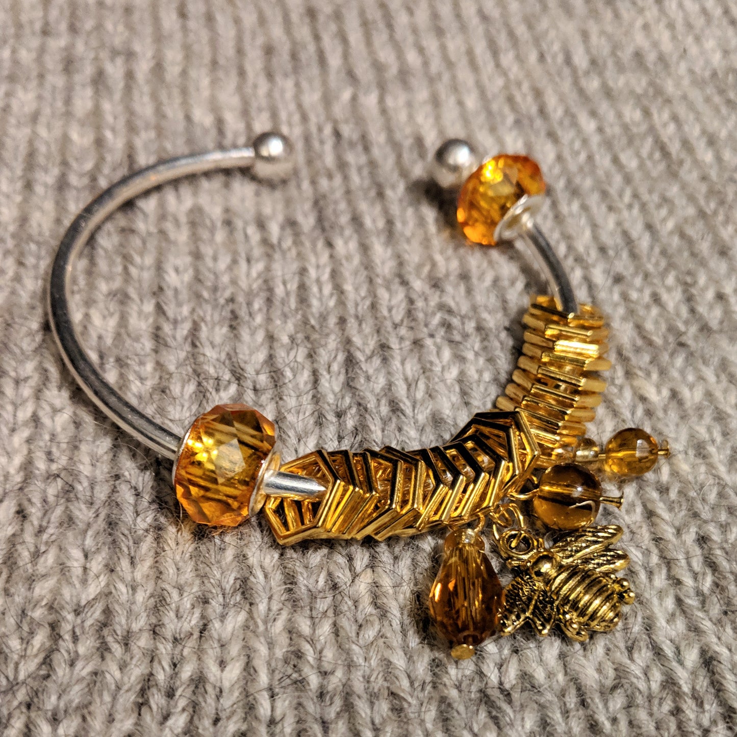 Gold beekeeper stitchmarker bangle