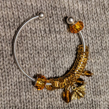 Load image into Gallery viewer, Gold beekeeper stitchmarker bangle
